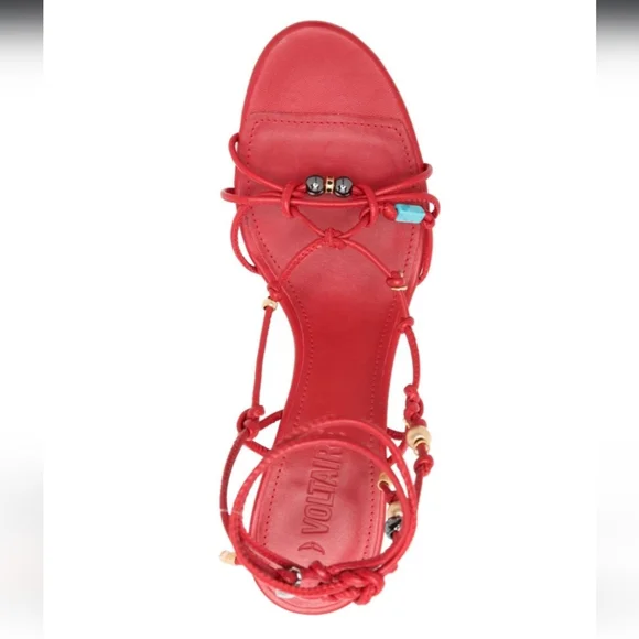 $598 Zadig & Voltaire Alana Leather charm jewel stone strappy Sandals High Heels - Picture 9 of 15